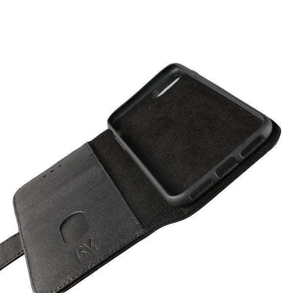 Rvelon iPhone 7/8/SE Cover Ægte Læder Sort