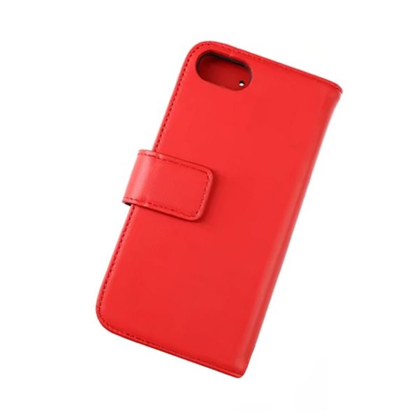 Rvelon iPhone 7/8/SE Cover Ægte læder Kortlomme Rød
