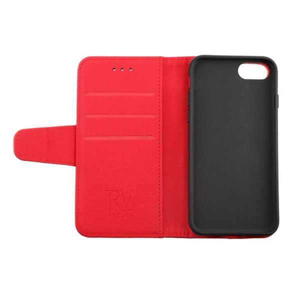 Rvelon iPhone 7/8/SE Cover Udklappeligt Kortrum Rød