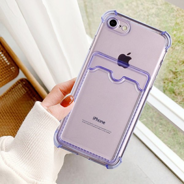 iPhone 7/8/SE Cover Kortholder Stødsikker Lilla