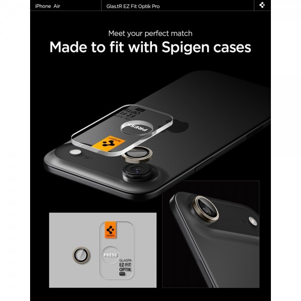Spigen iPhone Air Kamerabeskyttelse GLAS.tR EZ Fit Optik Pro 2-pak Guld