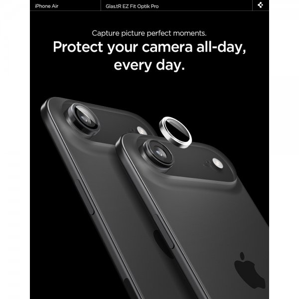 Spigen iPhone Air Kamerabeskyttelse GLAS.tR EZ Fit Optik Pro 2-pak Sølv