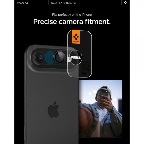 Spigen iPhone Air Kamerabeskyttelse GLAS.tR EZ Fit Optik Pro 2-pak Sort