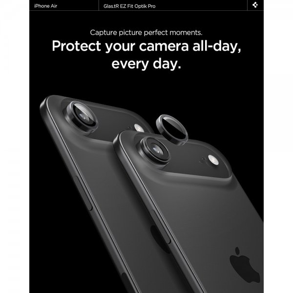 Spigen iPhone Air Kamerabeskyttelse GLAS.tR EZ Fit Optik Pro 2-pak Sort