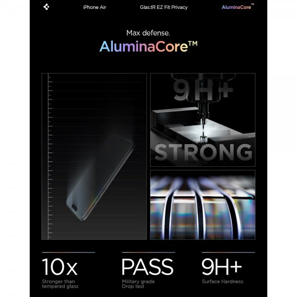 Spigen iPhone Air Skærmbeskytter GLAS.tR EZ Fit Privacy 2-pak