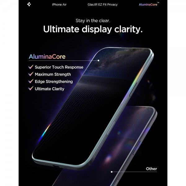 Spigen iPhone Air Skærmbeskytter GLAS.tR EZ Fit Privacy 2-pak