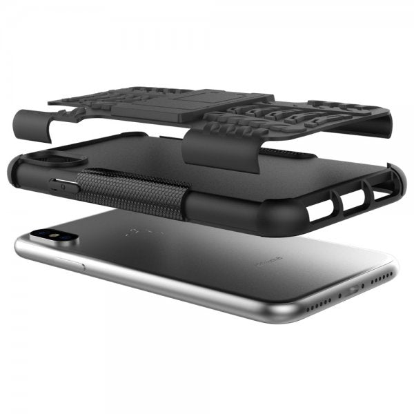 iPhone X/Xs Cover Dækmønster Stativfunktion Sort