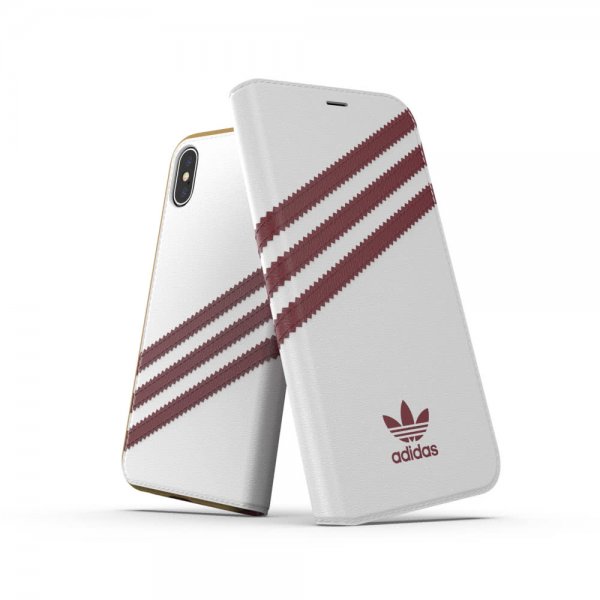 Adidas iPhone X/Xs Cover OR Booklet Case SS19 Burgundy White