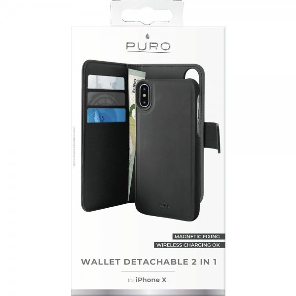 Puro iPhone X/Xs Cover Wallet Detachable 2-i-1 Sort