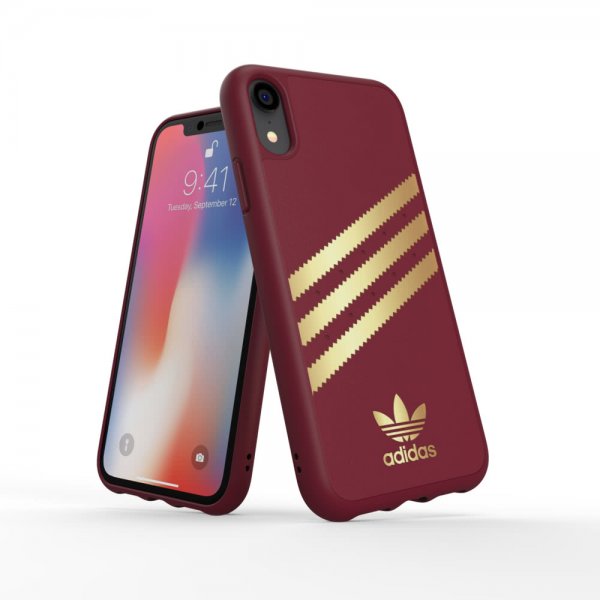 Adidas iPhone Xr Cover OR Moulded Case FW18 SUEDE Burgundy Gold