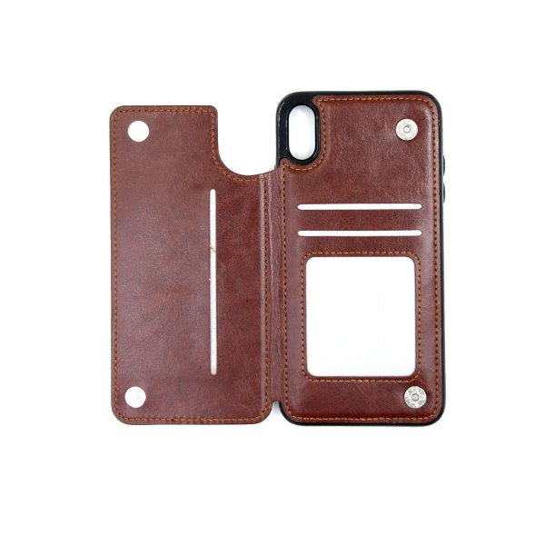 iPhone Xs Max Cover Kortlomme Yderside Brun