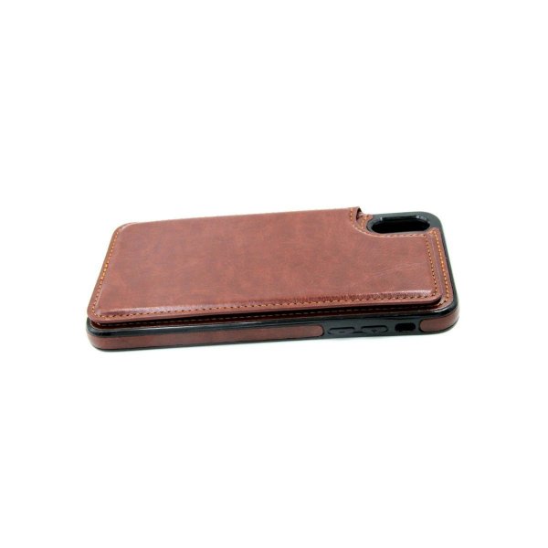 iPhone Xs Max Cover Kortlomme Yderside Brun