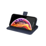 iPhone Xs Max Etui Ægte Læder Kortlomme Blå