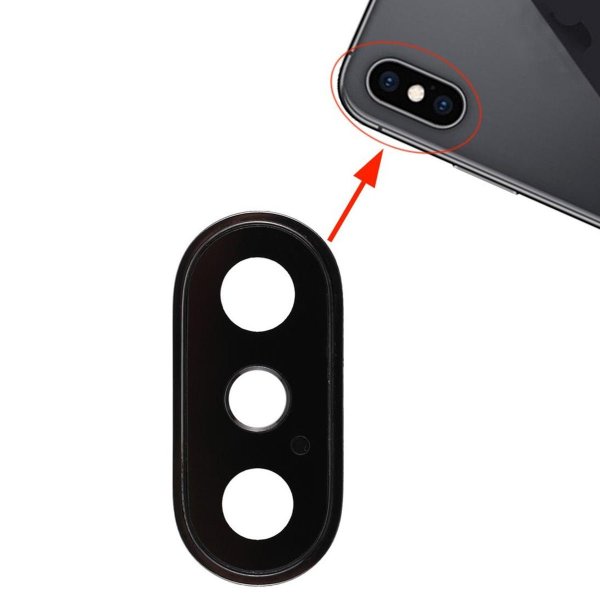 iPhone XS/XS Max Kameralinse med Ramme - Sort