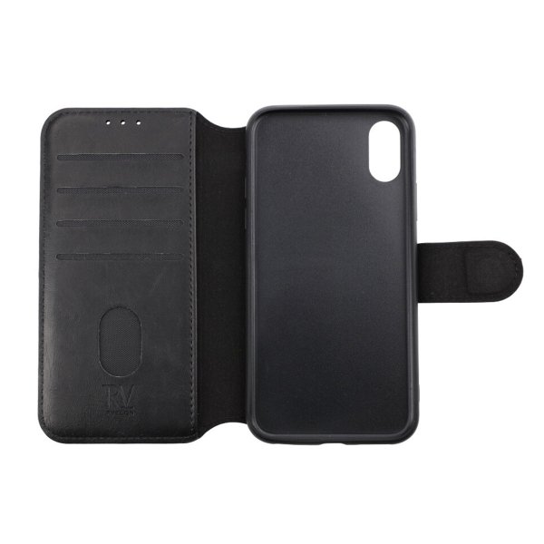 Rvelon iPhone X/iPhone Xs Cover Med Udklappeligt Kortrum Sort