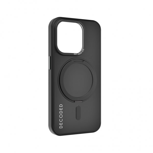 Decoded iPhone 15 Pro Cover Genbrugsplast Transparent Loop Stand Bagsidecover Sort