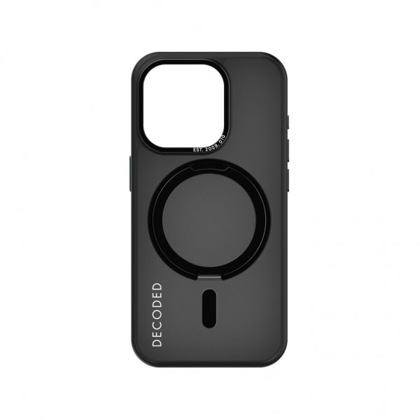 Decoded iPhone 15 Pro Cover Genbrugsplast Transparent Loop Stand Bagsidecover Sort