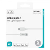 Deltaco kabel USB-C kabel med Lightning-stik 2m hvid