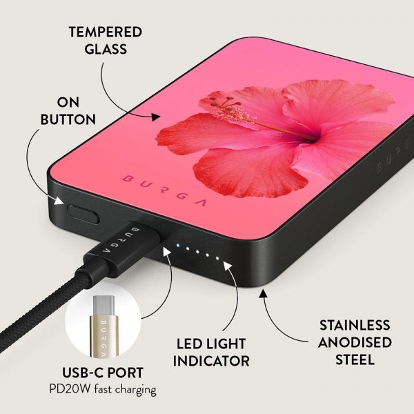 Burga Powerbank MagSafe 5000 mAh Island Girl Metalgrå