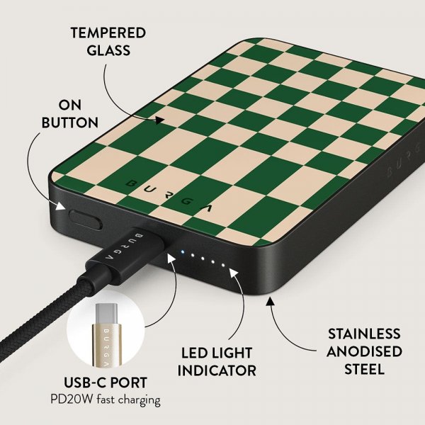 Burga Powerbank MagSafe 5000 mAh Ivy League Metalgrå