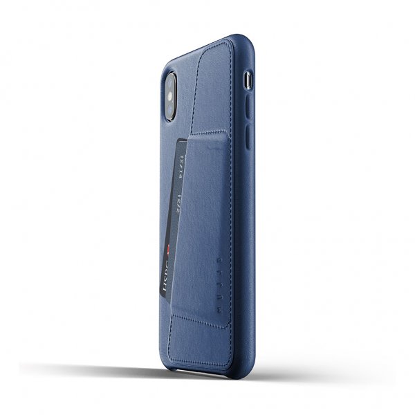 Mujjo iPhone Xs Max Cover Fuld Læder Tegnebogsetui Monaco Blue