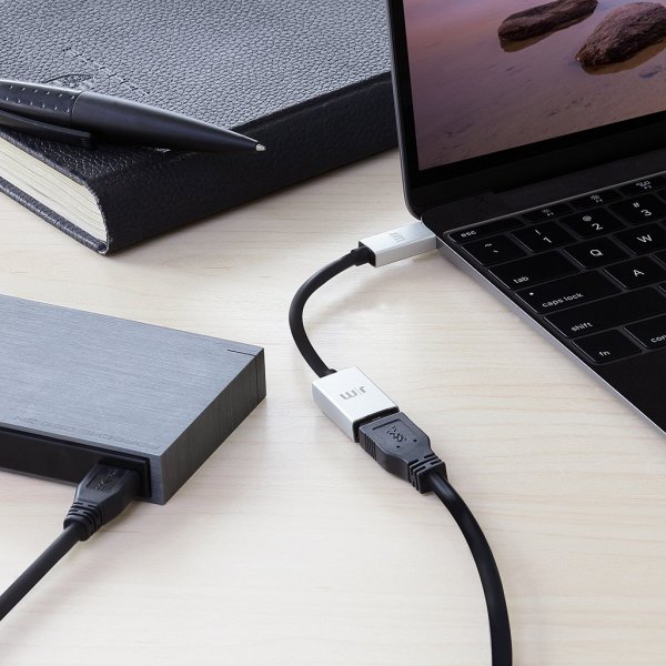 Just Mobile Adapter USB-C til USB AluCable Sort Sølv