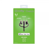 Celly Kabel 3i1 Micro-USB/USB-C/Lightning 1m Sort