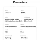 Joyroom Kabel AUX Audio forlængerkabel 3.5mm 1.2m