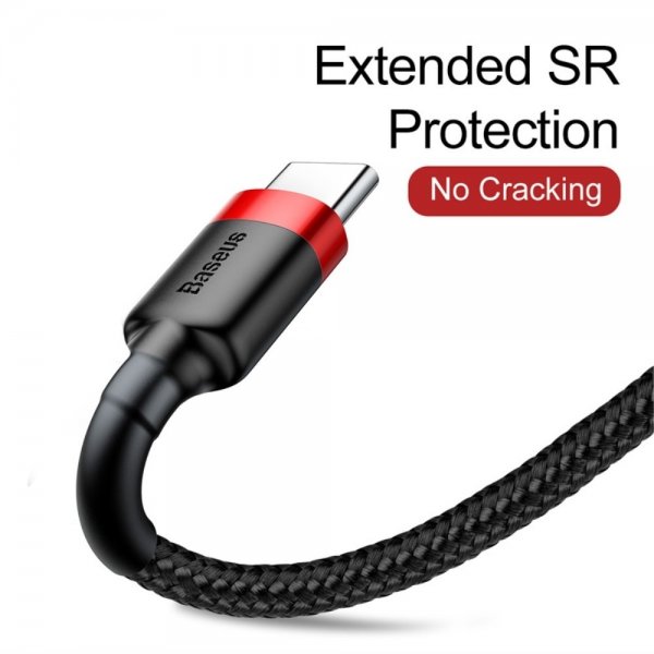Baseus Kabel Cafule Cable USB-A/USB-C 3m Rød Sort