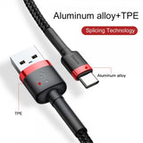 Baseus Kabel Cafule Cable USB-A/USB-C 3m Rød Sort