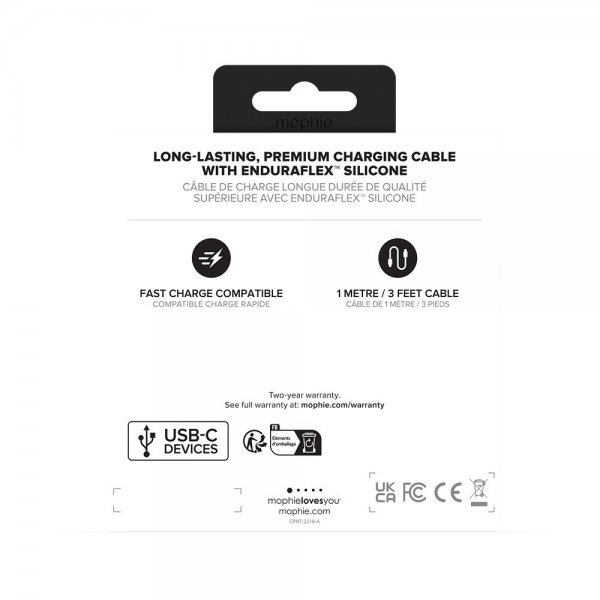 Mophie Kabel Chargestream USB-C til USB-C 1 m Hvid