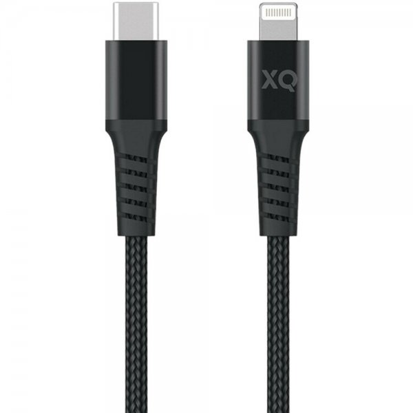 Xqisit Kabel Flettet USB-C til Lightning 2m Sort