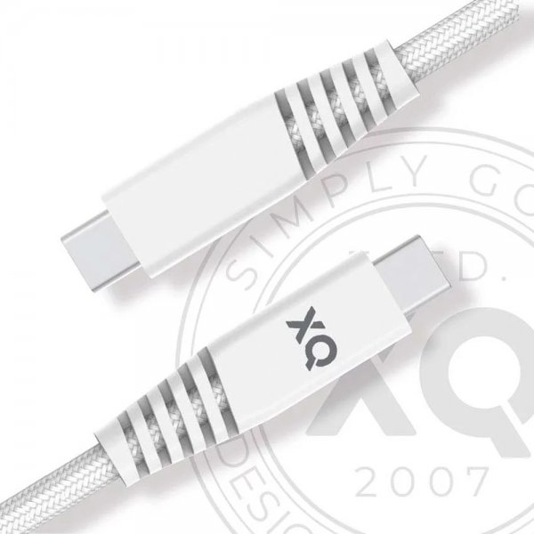 Xqisit Kabel Flettet USB-C til USB-C 2m Hvid
