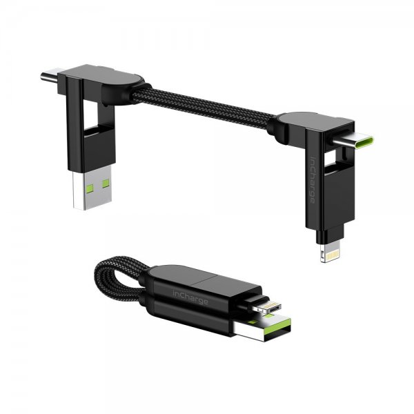 Rolling Square Kabel inCharge X Nøglering 100W 6i1 Lava Sort