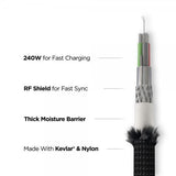 Nomad Kabel Kevlar USB-C 0.3m Carbide