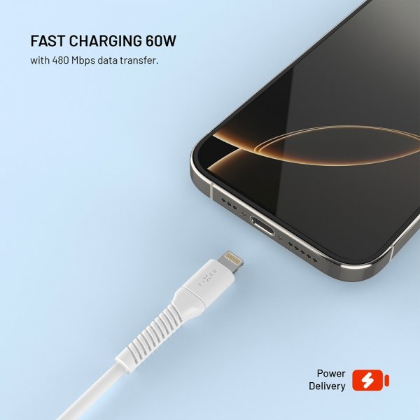 Fixed Kabel Liquid Silicone USB-C/Lightning 1,2 m Hvid