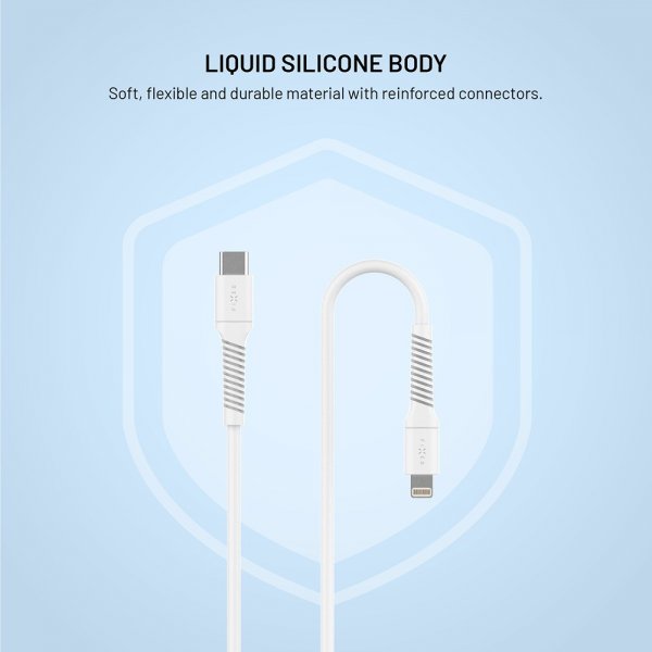Fixed Kabel Liquid Silicone USB-C/Lightning 1,2 m Hvid