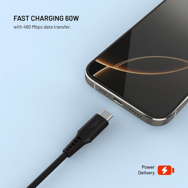 Fixed Kabel Liquid Silicone USB-C/USB-C 0.3m Sort