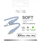 Puro Kabel Soft Charge & Sync Kabel USB-C/Lightning 1.5m Lyseblå
