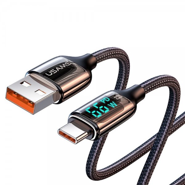 USAMS Kabel U78 Display USB-A/USB-C 1.2 m Sort