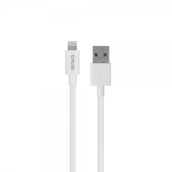Deltaco Kabel USB-A-kabel med Lightning-stik 1m Hvid