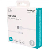 Deltaco Kabel USB-A-kabel med Lightning-stik 2m Hvid