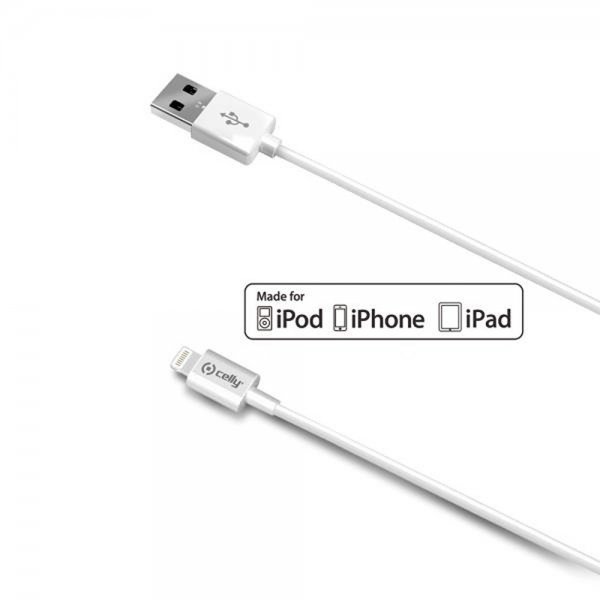 Celly Kabel USB-A til Lightning 2m Hvid
