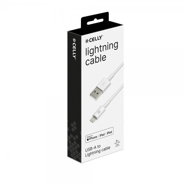 Celly Kabel USB-A til Lightning 2m Hvid