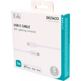 Deltaco Kabel USB-C Kabel med Lightning Stik 1m Hvid