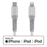 Deltaco Kabel USB-C til Lightning 1 meter Stofbeklædt Sølv