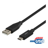 Deltaco Kabel USB-C til USB-A 1 meter Sort