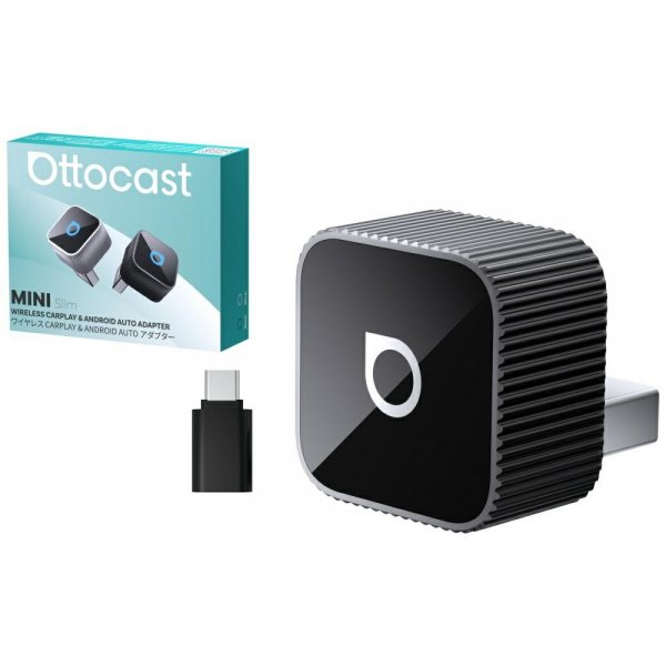 Ottocast Mini Cube Trådløs CarPlay/Android Auto Adapter Sort