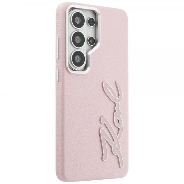 Karl Lagerfeld Samsung Galaxy S26 Ultra Cover Metal Logo Grained Rosa