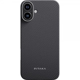Pitaka iPhone 16 Cover Ultra-Slim Case MagSafe Sort/Grå Twill